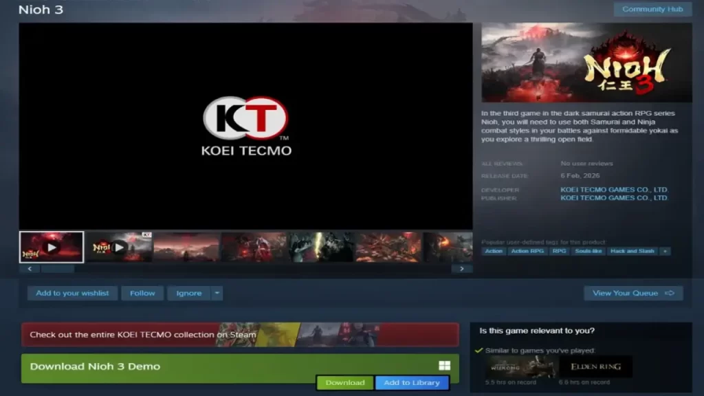 Demo de Nioh 3 en Steam