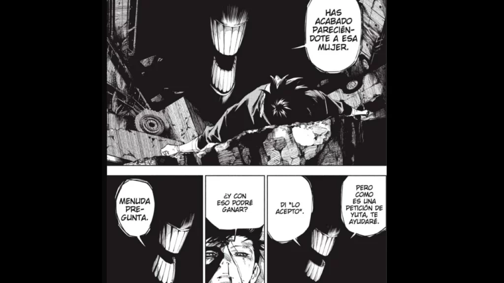 Durante el capítulo 17 de Jujutsu Kaisen Módulo se mostró al hijo de Yuta, que fue desplazado ante el regreso de la reina de las maldiciones: Rika. 