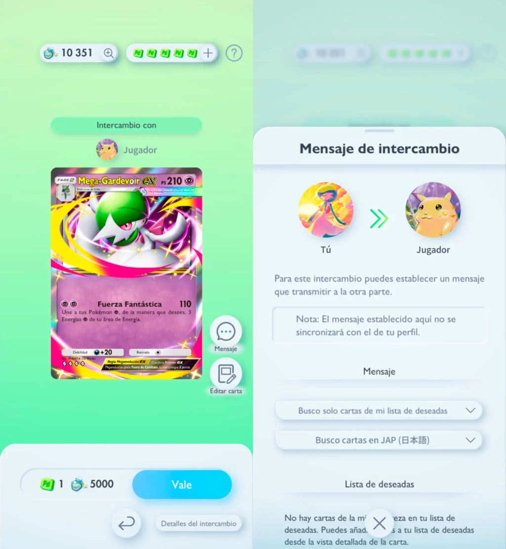Pokémon TCG Pocket, herramienta de mensajes