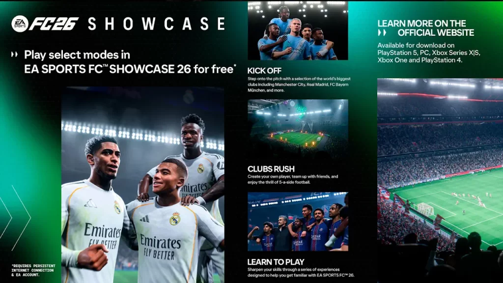 EA Sports FC 26 Showcase ya se puede jugar gratis: qué incluye la preview y qué clubes están disponibles