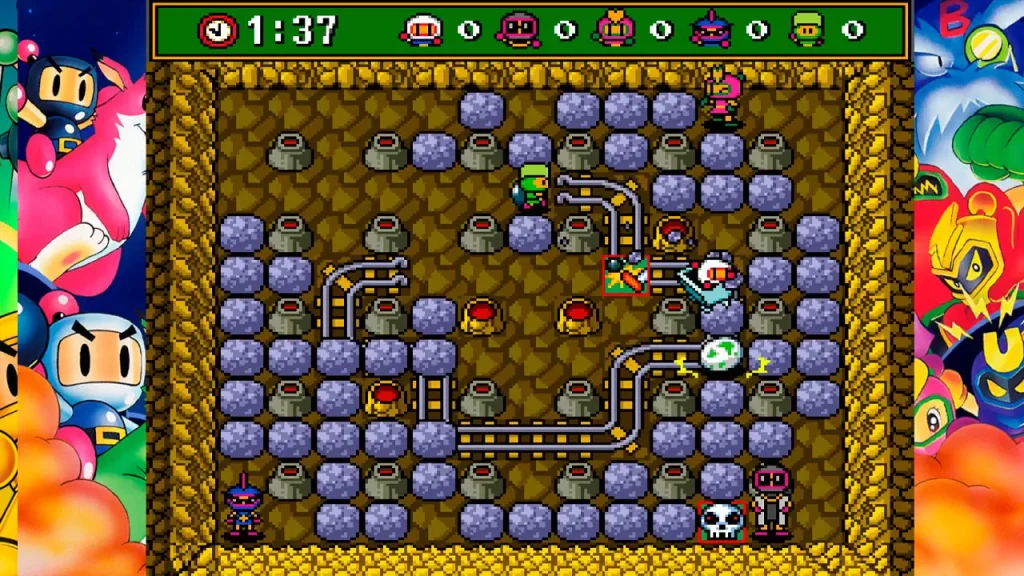Super Bomberman Collection escenario con minas