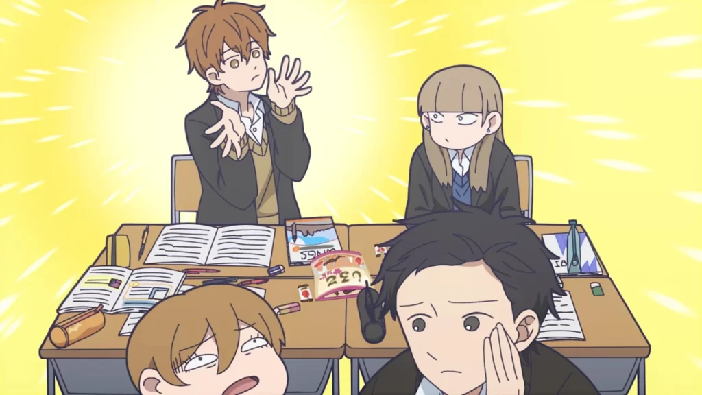Rompiendo el hielo capítulo 3: Minato se une al grupo de estudio, llama la atención de Miki por su interés por Koyuki quien también lo malinterpreta. 