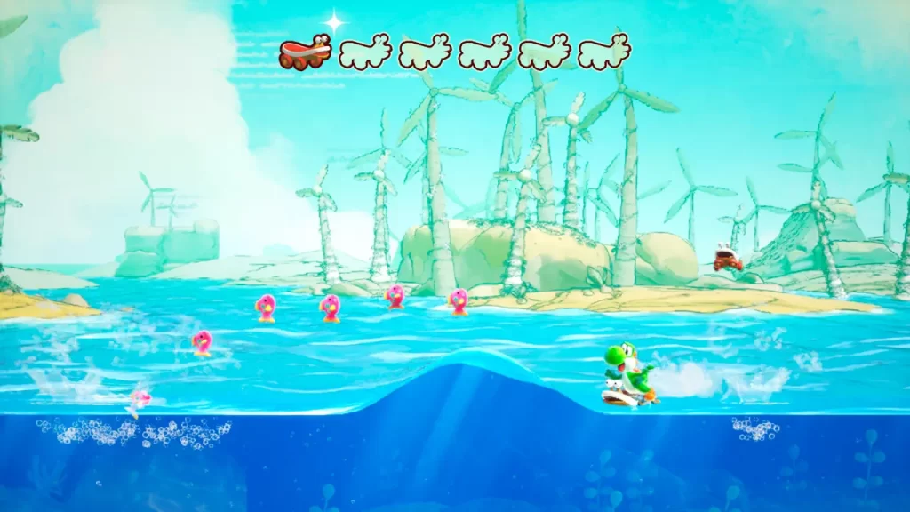 Yoshi and the Mysterious Book - Yoshi nadando