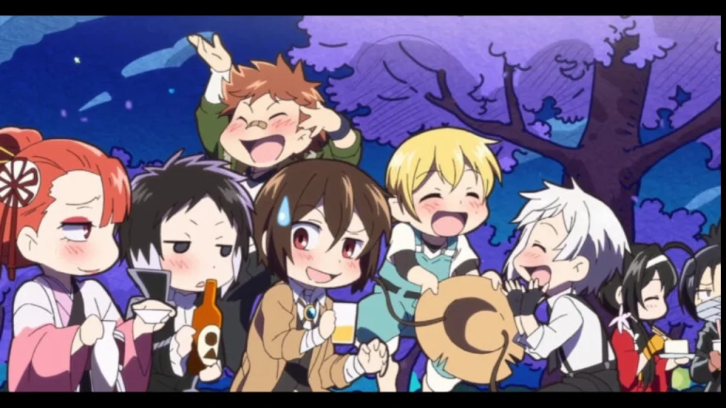 Bungo Stray Dogs regresa este verano con la temporada 2 de Wan!. Dazai, Atsushi y la Mafia Portuaria vuelven en versión chibi.