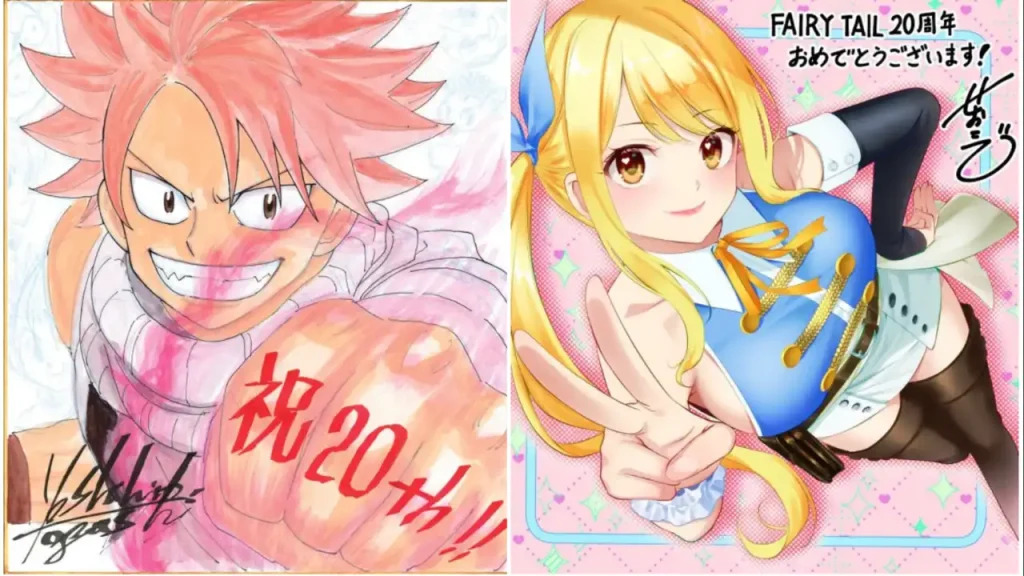 Fairy Tail vuelve con su entrega Re:Fantasia en julio, y ya recibió ilustraciones especiales de parte de otros mangakas de shōnen.Fuente: A lado izquierdo tenemos la ilustración de George Morikawa (Hajime no Ippo); y de lado derecho se muestra la que viene de mano de Atsuo Ueda que dio vida ilustrada a la narrativa de Fairy Tail: 100 Years Quest.