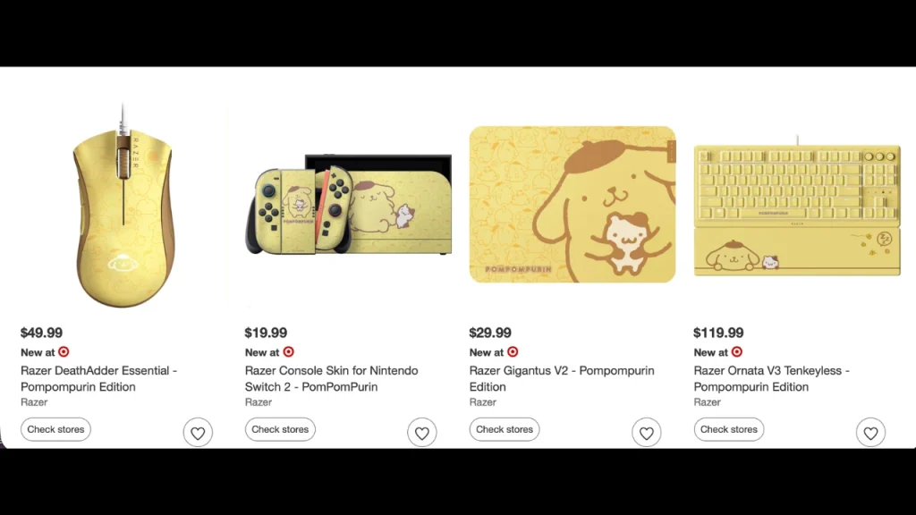 Razer anunció una colección de Pompompurin con teclado, mouse y tapete. La colaboración con Sanrio será exclusiva de Target en EE. UU.