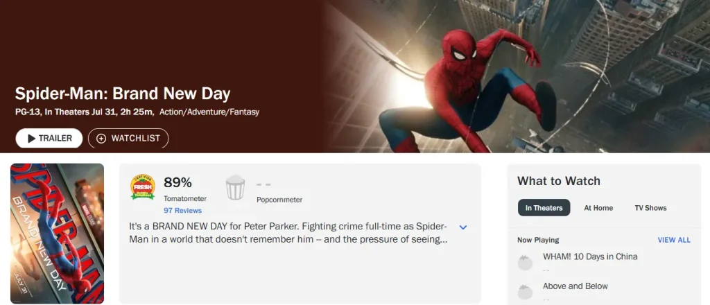 Spider-Man: Brand New Day ya tiene calificación en Rotten Tomatoes