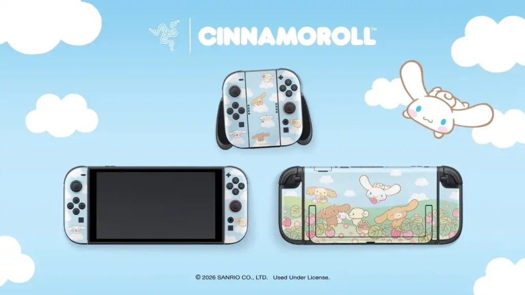 Sanrio y Razer tienen una nueva colaboración para Nintendo Switch 2 con skins protectoras de My Melody, Cinnamoroll y Pompompurin. Fuente: Razer.