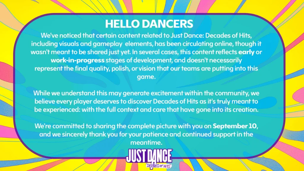 El mensaje de Just Dance que da fuerza al rumor de Nintendo Direct en septiembre.