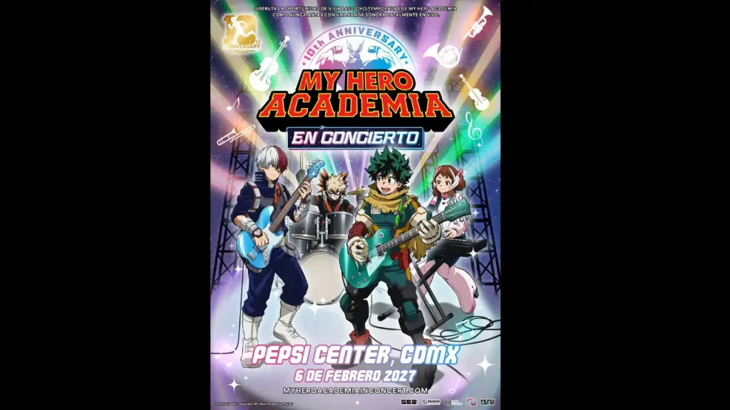 My Hero Academia in Concert World Tour confirmó que llegará a Ciudad de México el 6 de febrero de 2027; el boletaje vendido por Tickermaster.